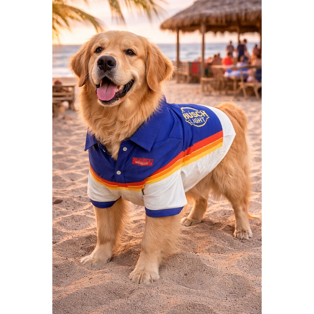 Magellan Busch Light Dog Shirt S/M Blue NWT Laguna Madre Fishing Vest Pet Outfit